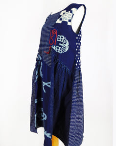 Flare Dress - Kasuri Patch - Indigo