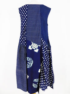 Flare Dress - Kasuri Patch - Indigo
