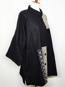 Mao Collar Jacket - Multi Panel - Black