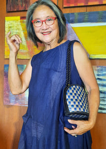 Tatami Style Clamshell Bag - Blue Check