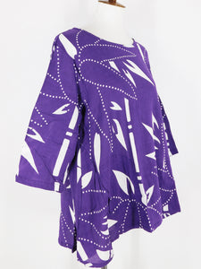 Angle Pocket Top - Bamboo Print - Purple