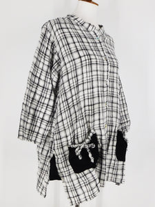 Drawstring Pocket Jacket - Yarn Dye - Checker - White