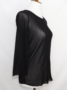 3/4 Sleeve Layering Tee - 100% Cotton Tulle - Black