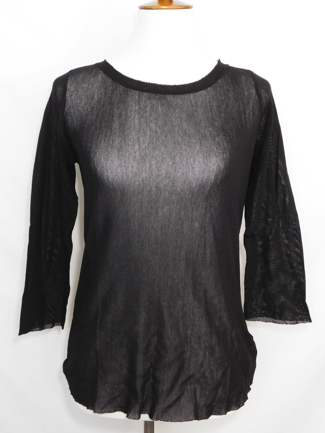 3/4 Sleeve Layering Tee - 100% Cotton Tulle - Black