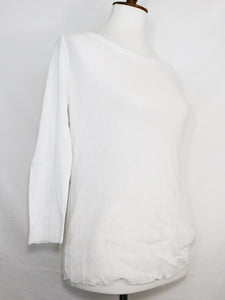 3/4 Sleeve Layering Tee - 100% Cotton Tulle - White