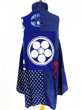 Stand Collar Long Vest - Kasuri Patch - Indigo