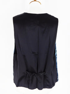 One-Of-A-Kind Assorted Kimono Silk Crop Vest - Black/Black - M/L